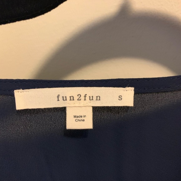 Navy V-Neck Detail Blouse - Picture 2 of 5